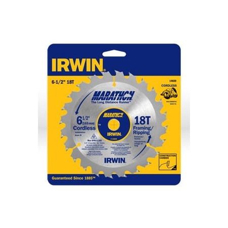 Irwin Circular Saw Blade, 6-1/2"X18T Framing/Ripping, 5/8" IR14020
